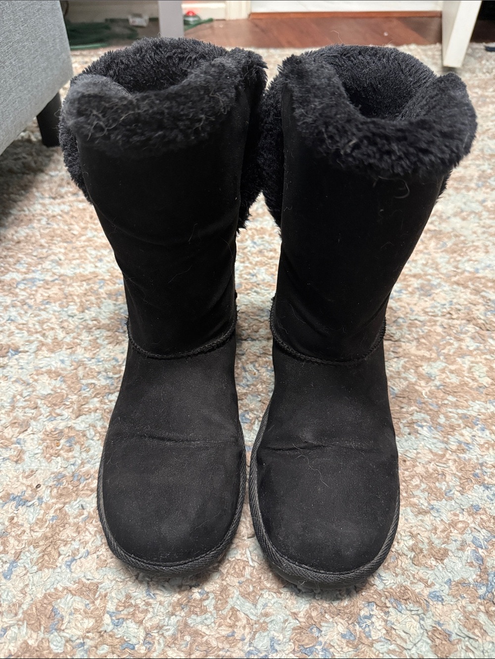 Black Women's Cozy Faux-Shearling Winter Boots 9M